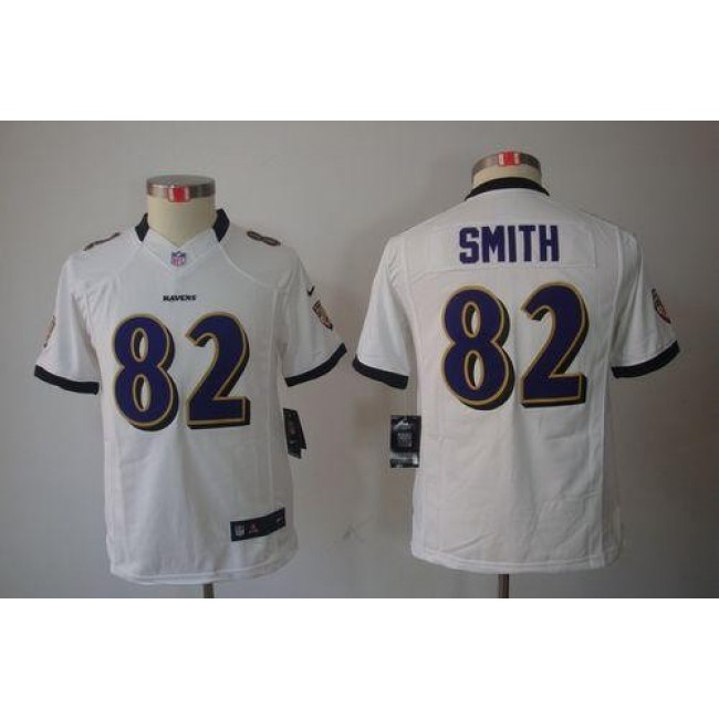 Baltimore Ravens #82 Torrey Smith White Youth Stitched NFL Limited Jersey