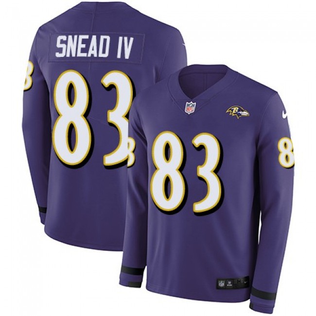 Nike Ravens #83 Willie Snead IV Purple Team Color Men's Stitched NFL Limited Therma Long Sleeve Jersey