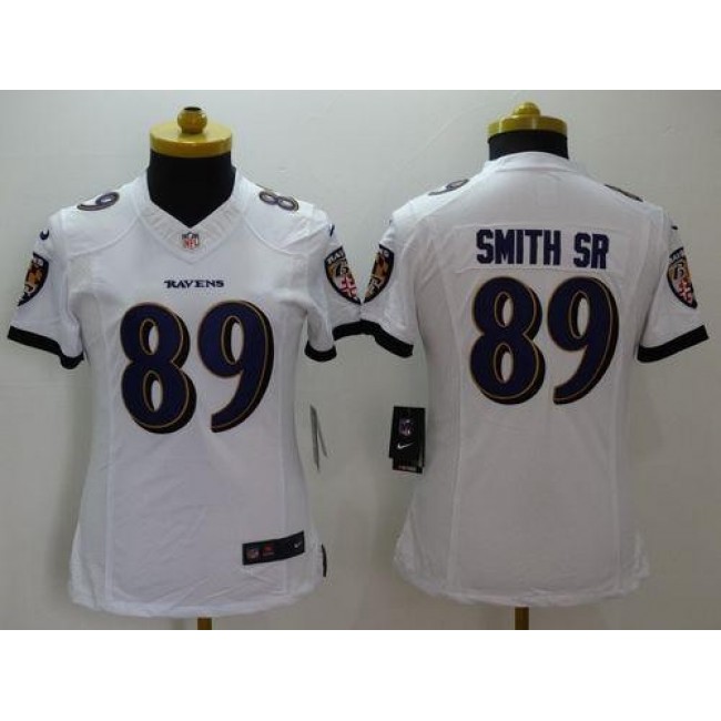 Women's Ravens #89 Steve Smith Sr White Stitched NFL New Limited Jersey