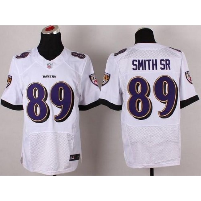 Nike Ravens #89 Steve Smith White Men's Stitched NFL New Elite Jersey