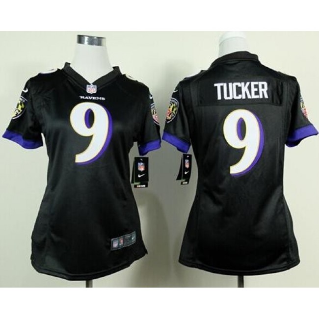 Women's Ravens #9 Justin Tucker Black Alternate Stitched New Elite Jersey
