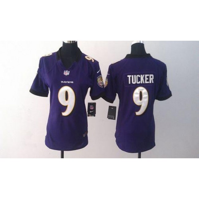 Women's Ravens #9 Justin Tucker Purple Team Color Stitched NFL Elite Jersey