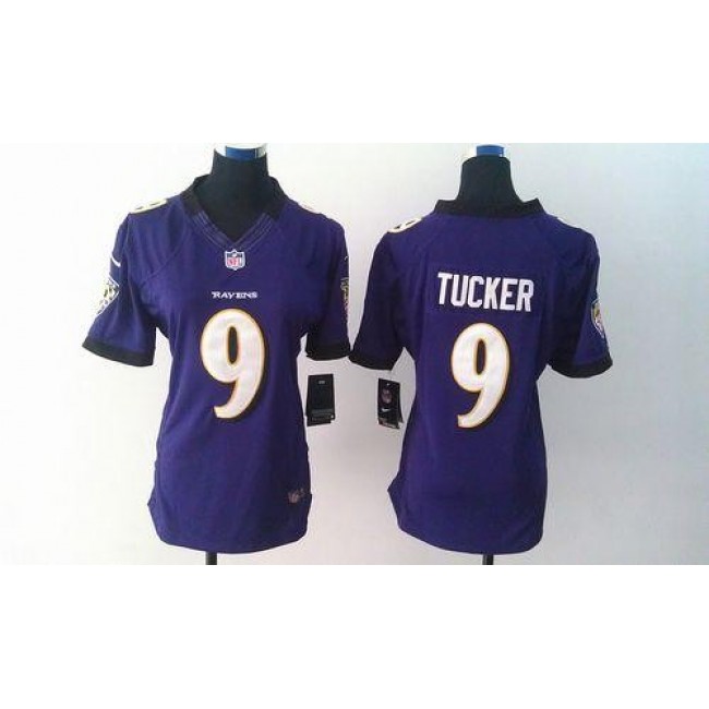 Women's Ravens #9 Justin Tucker Purple Team Color Stitched NFL Limited Jersey