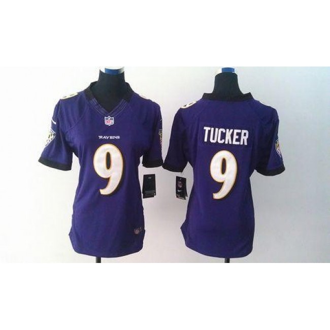 Women's Ravens #9 Justin Tucker Purple Team Color Stitched NFL Limited Jersey