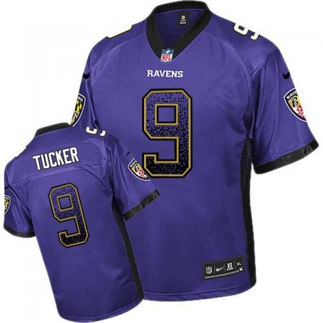 Baltimore Ravens #9 Justin Tucker Purple Team Color Youth Stitched NFL Elite Drift Fashion Jersey