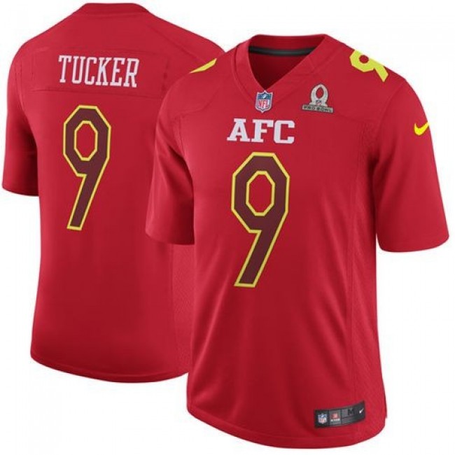 Nike Ravens #9 Justin Tucker Red Men's Stitched NFL Game AFC 2017 Pro Bowl Jersey