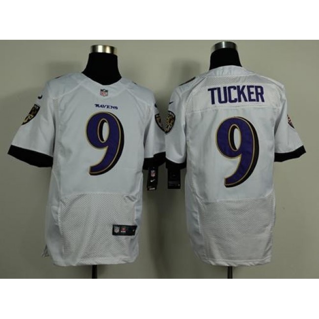 Nike Ravens #9 Justin Tucker White Men's Stitched NFL New Elite Jersey