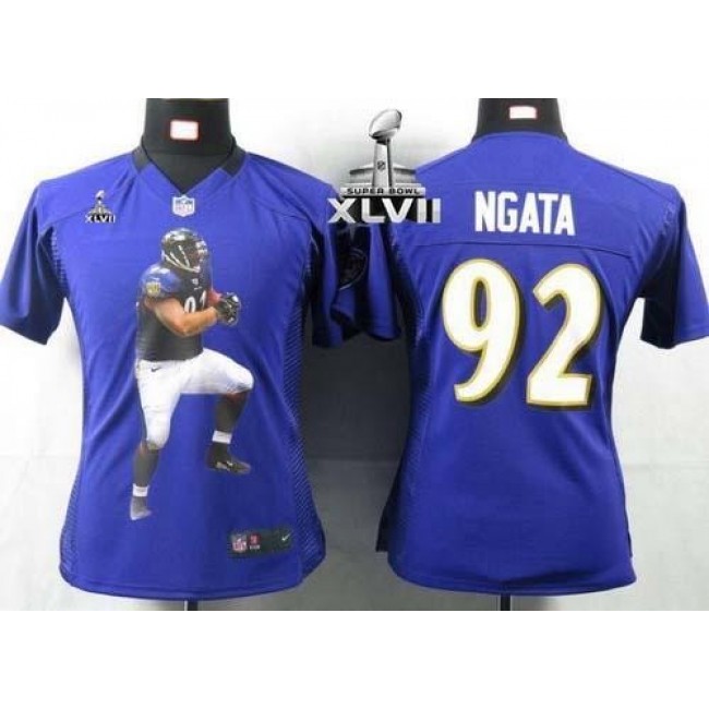 Women's Ravens #92 Haloti Ngata Purple Team Color Super Bowl XLVII Portrait NFL Game Jersey