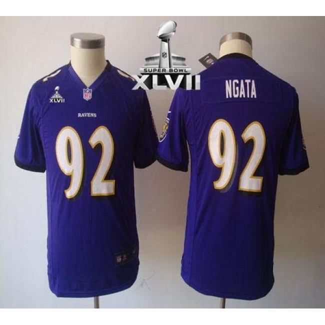 Baltimore Ravens #92 Haloti Ngata Purple Team Color Super Bowl XLVII Youth NFL Game Jersey