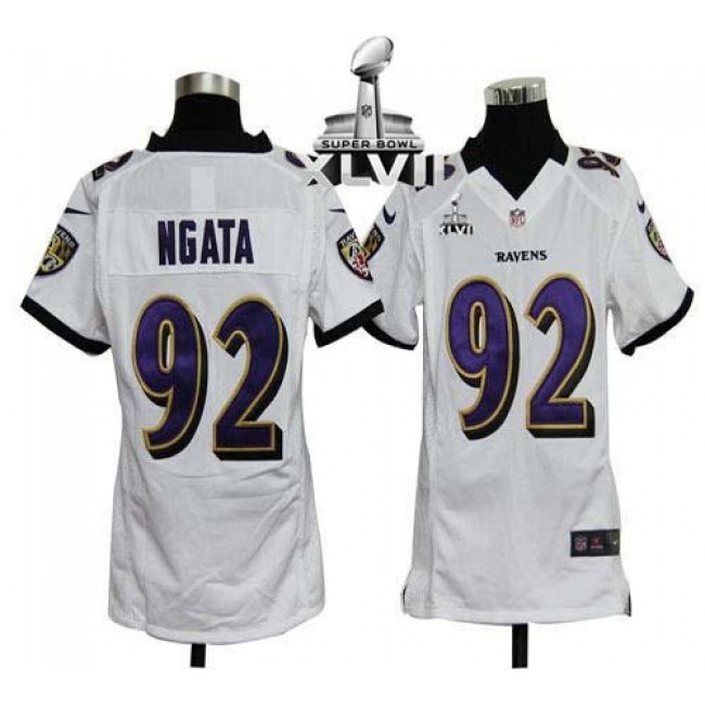 Baltimore Ravens #92 Haloti Ngata White Super Bowl XLVII Youth Stitched NFL Elite Jersey