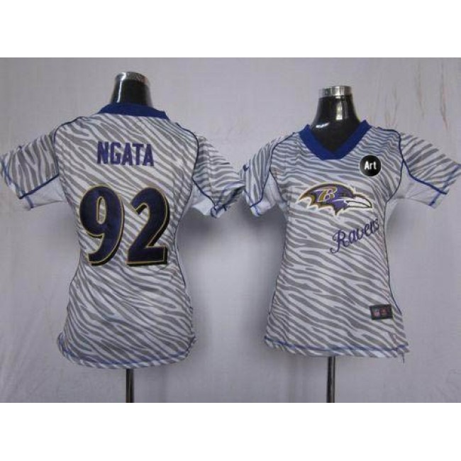 Women's Ravens #92 Haloti Ngata Zebra With Art Patch Stitched NFL Elite Jersey