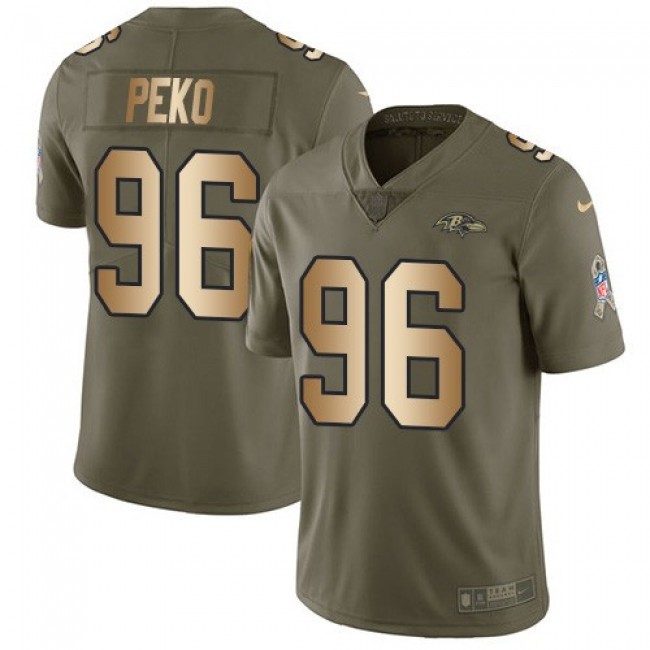 Nike Ravens #96 Domata Peko Sr Olive/Gold Men's Stitched NFL Limited 2017 Salute To Service Jersey