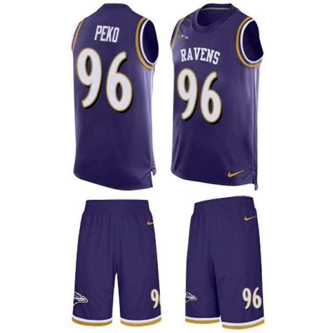 Nike Ravens #96 Domata Peko Sr Purple Team Color Men's Stitched NFL Limited Tank Top Suit Jersey