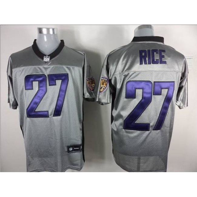 Ravens #27 Ray Rice Grey Shadow Stitched NFL Jersey