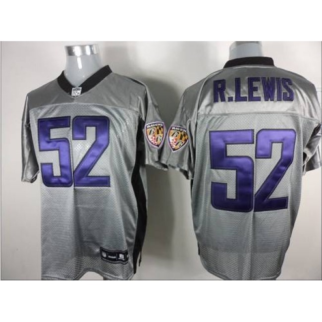 Ravens #52 Ray Lewis Grey Shadow Stitched NFL Jersey