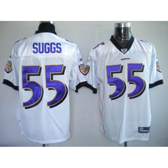 Ravens #55 Terrell Suggs White Stitched NFL Jersey