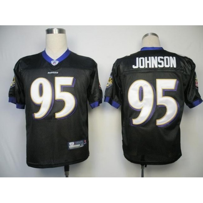 Ravens #95 Jarret Johnson Black Stitched NFL Jersey