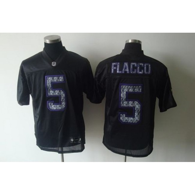 Sideline Black United Ravens #5 Joe Flacco Black Stitched NFL Jersey