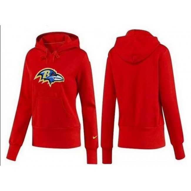 Women's Baltimore Ravens Logo Pullover Hoodie Red Jersey