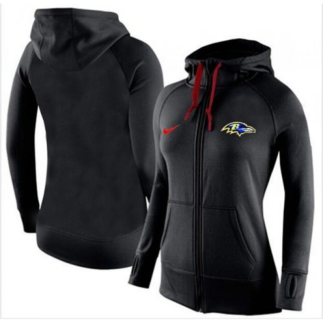 Women's Baltimore Ravens Full-Zip Hoodie Black Jersey