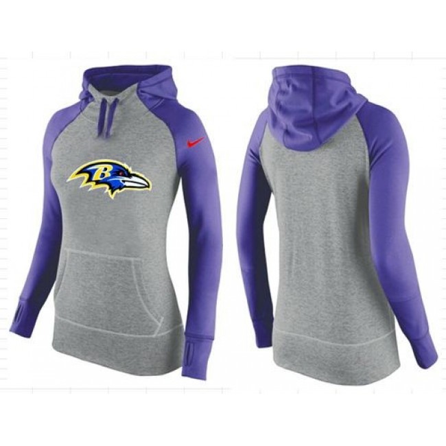 Women's Baltimore Ravens Hoodie Grey Purple-2 Jersey
