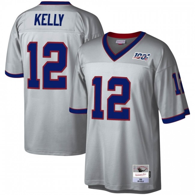 Buffalo Bills #12 Jim Kelly Mitchell & Ness NFL 100 Retired Player Platinum Jersey