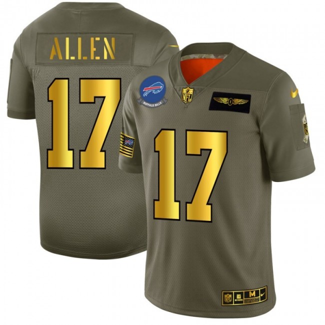 Buffalo Bills #17 Josh Allen NFL Men's Nike Olive Gold 2019 Salute to Service Limited Jersey