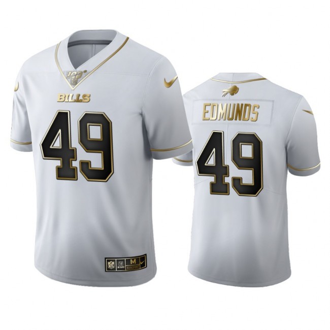 Buffalo Bills #49 Tremaine Edmunds Men's Nike White Golden Edition Vapor Limited NFL 100 Jersey