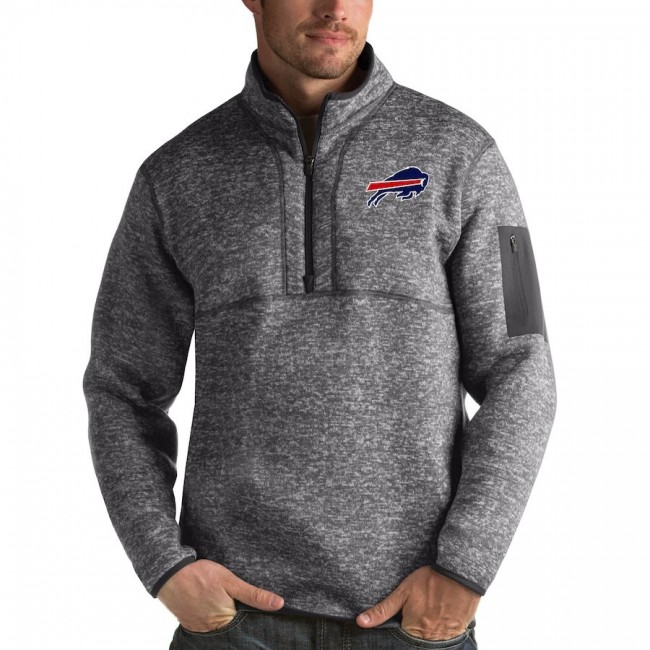 Buffalo Bills Antigua Fortune Quarter-Zip Pullover Jacket Charcoal