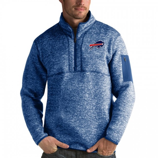 Buffalo Bills Antigua Fortune Quarter-Zip Pullover Jacket Heather Royal