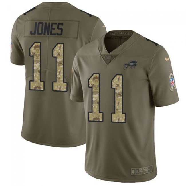 Nike Bills #11 Zay Jones Olive/Camo Men's Stitched NFL Limited 2017 Salute To Service Jersey