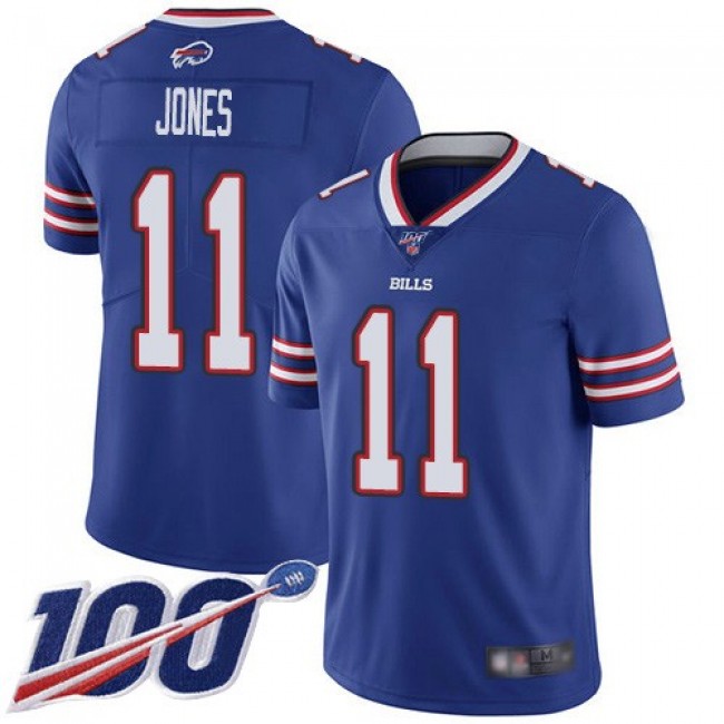 Nike Bills #11 Zay Jones Royal Blue Team Color Men's Stitched NFL 100th Season Vapor Limited Jersey