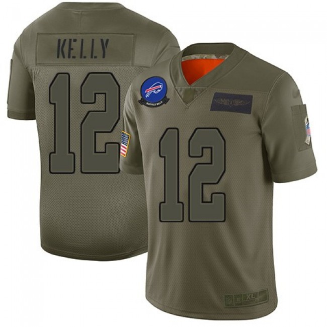 Nike Bills #12 Jim Kelly Camo Men's Stitched NFL Limited 2019 Salute To Service Jersey