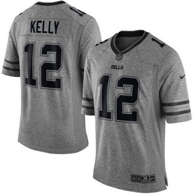 Nike Bills #12 Jim Kelly Gray Men's Stitched NFL Limited Gridiron Gray Jersey