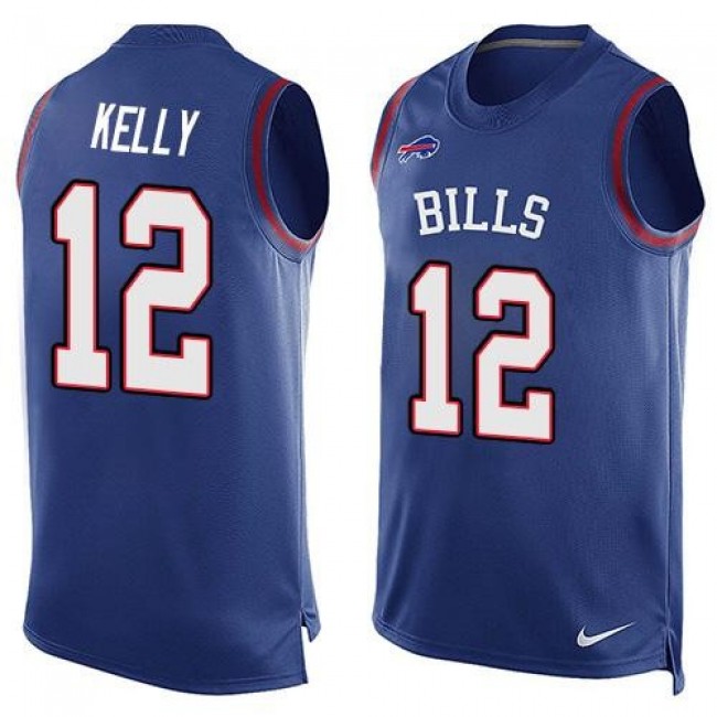 Nike Bills #12 Jim Kelly Royal Blue Team Color Men's Stitched NFL Limited Tank Top Jersey