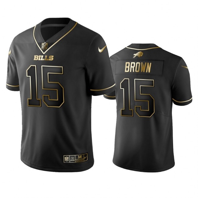 Nike Bills #15 John Brown Black Golden Limited Edition Stitched NFL Jersey