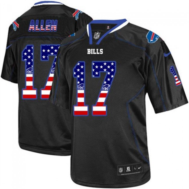 Nike Bills #17 Josh Allen Black Men's Stitched NFL Elite USA Flag Fashion Jersey