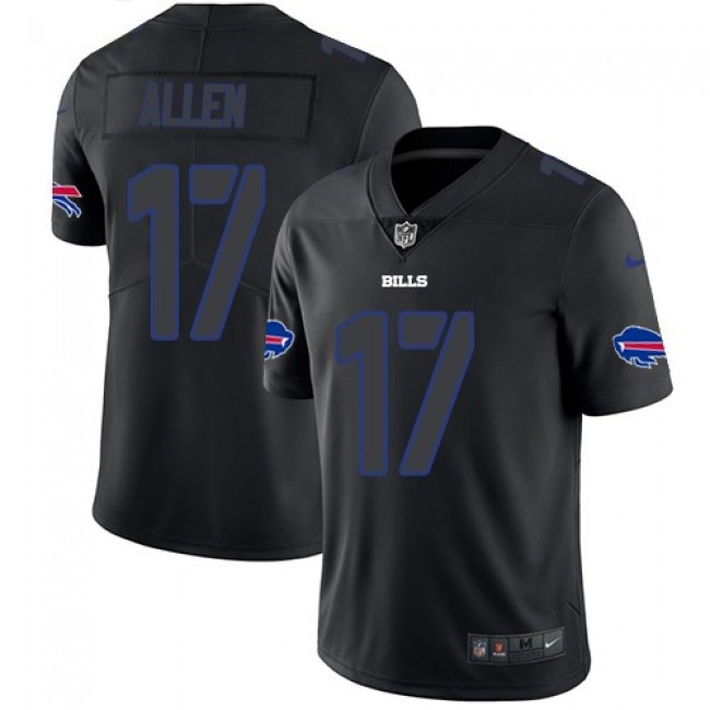 Nike Bills #17 Josh Allen Black Men's Stitched NFL Limited Rush Impact Jersey