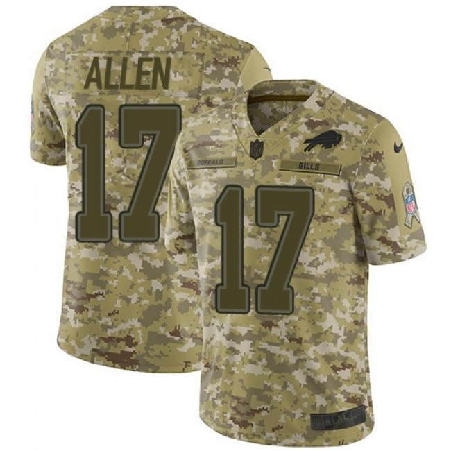 Nike Bills #17 Josh Allen Camo Men's Stitched NFL Limited 2018 Salute To Service Jersey