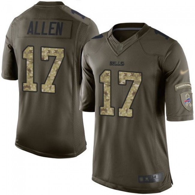 Nike Bills #17 Josh Allen Green Men's Stitched NFL Limited 2015 Salute to Service Jersey