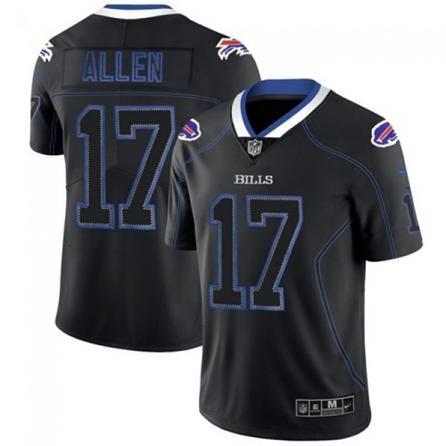 Nike Bills #17 Josh Allen Lights Out Black Men's Stitched NFL Limited Rush Jersey