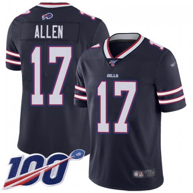 Nike Bills #17 Josh Allen Navy Men's Stitched NFL Limited Inverted Legend 100th Season Jersey