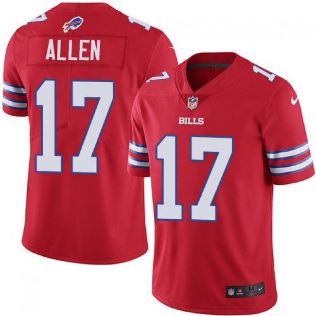 Nike Bills #17 Josh Allen Red Men's Stitched NFL Limited Rush Jersey