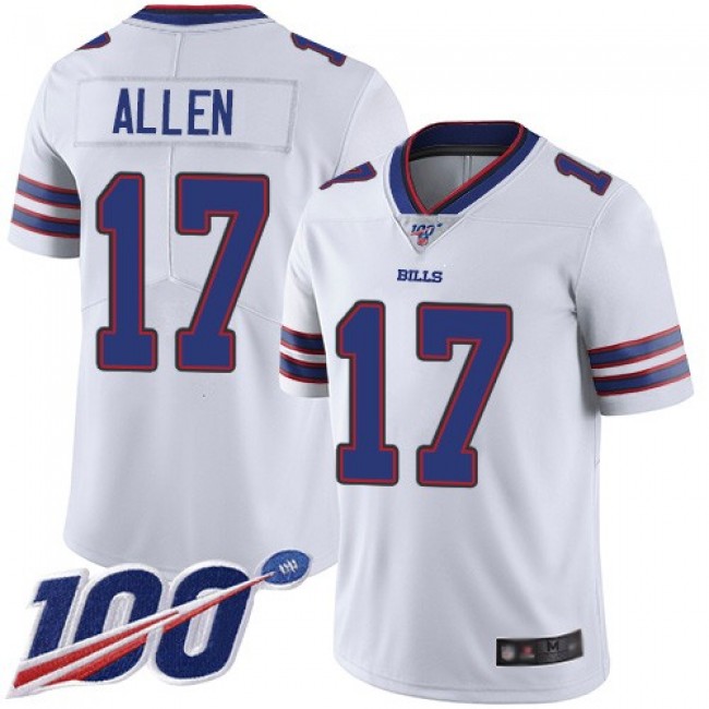 Nike Bills #17 Josh Allen White Men's Stitched NFL 100th Season Vapor Limited Jersey