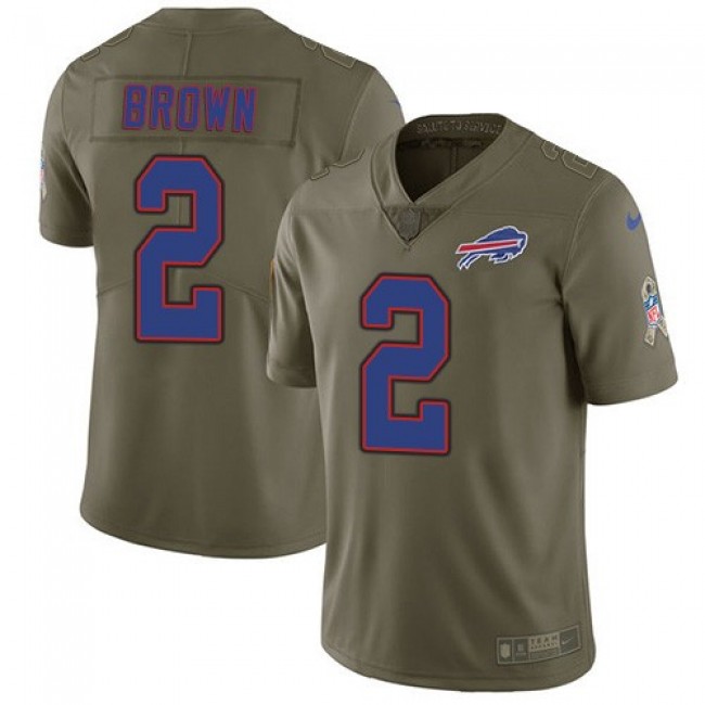 Nike Bills #2 John Brown Olive Men's Stitched NFL Limited 2017 Salute To Service Jersey