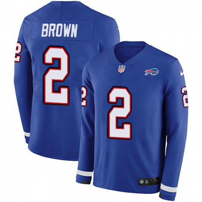 Nike Bills #2 John Brown Royal Blue Team Color Men's Stitched NFL Limited Therma Long Sleeve Jersey