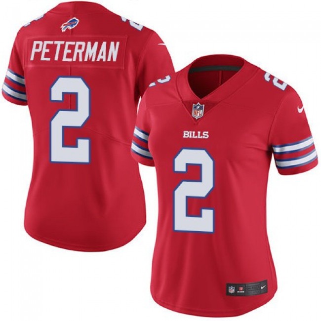 Women's Bills #2 Nathan Peterman Red Stitched NFL Limited Rush Jersey