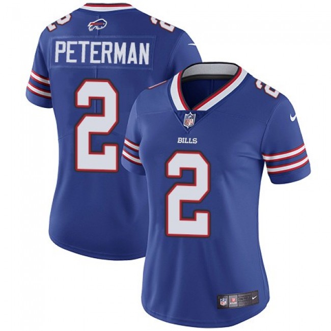 Women's Bills #2 Nathan Peterman Royal Blue Team Color Stitched NFL Vapor Untouchable Limited Jersey