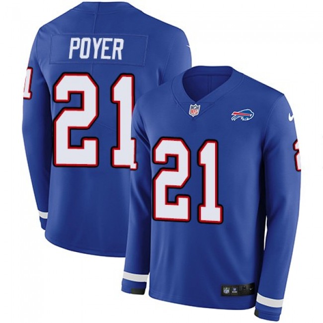 Nike Bills #21 Jordan Poyer Royal Blue Team Color Men's Stitched NFL Limited Therma Long Sleeve Jersey