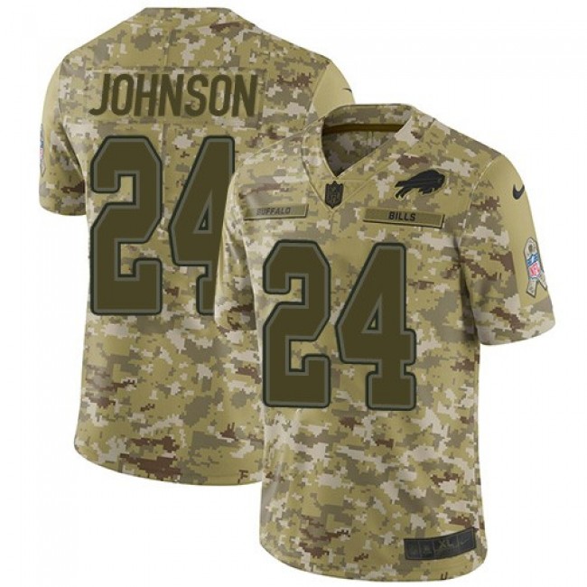 Nike Bills #24 Taron Johnson Camo Men's Stitched NFL Limited 2018 Salute To Service Jersey